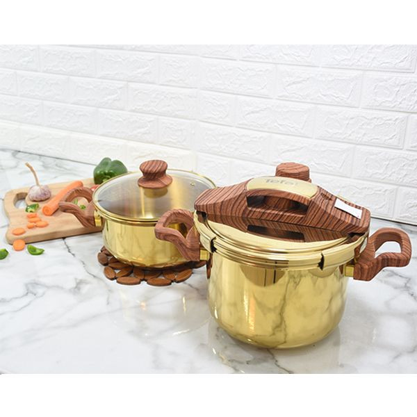 زودپز دوقلو طلایی تفال 6و4لیتر (اصلی)ساخت فرانسه کیفیت فوق العاده زود پز تفال.
