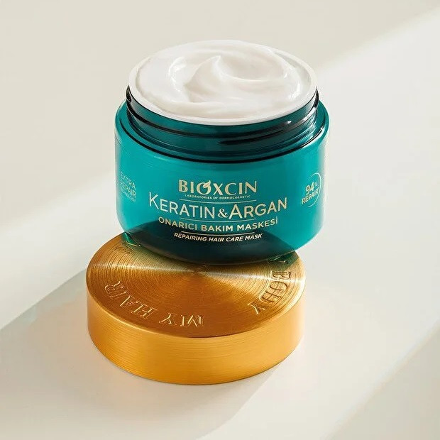 ماسک مو ضد ریزش bioکسین کاسهای کراتین و آرگان ترمیم کننده قوی برای موهای خشک و آسیب دیده حجم 225 میلی(واردات قانونی)