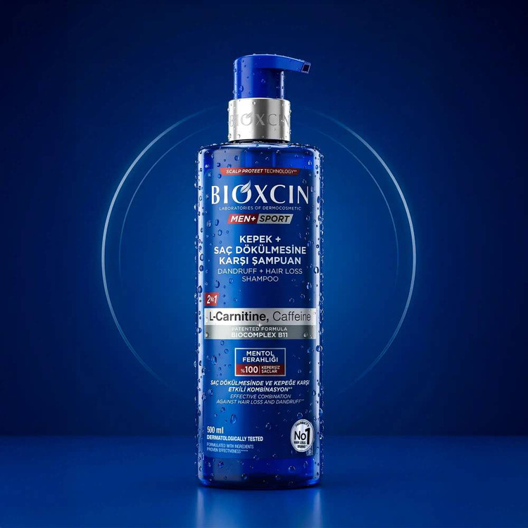 شامپو مردانه بیوکسین BIOXCIN ضد شوره و ضد ریزش مدل Men Sport حجم 500 میل