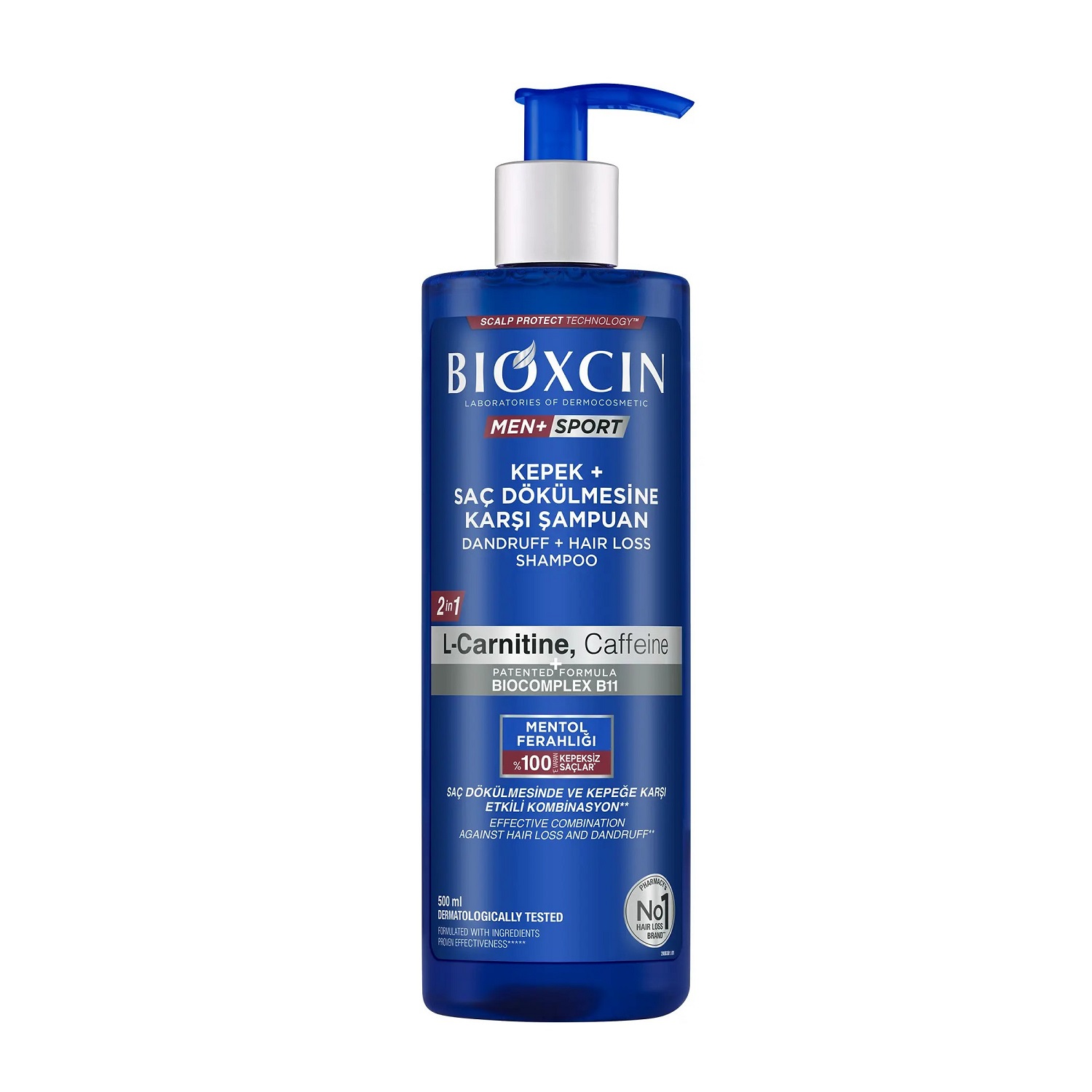 شامپو مردانه بیوکسین BIOXCIN ضد شوره و ضد ریزش مدل Men Sport حجم 500 میل