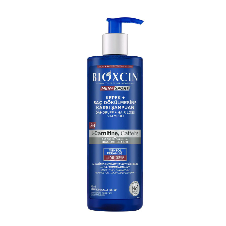 شامپو مردانه بیوکسین BIOXCIN ضد شوره و ضد ریزش مدل Men Sport حجم 500 میل